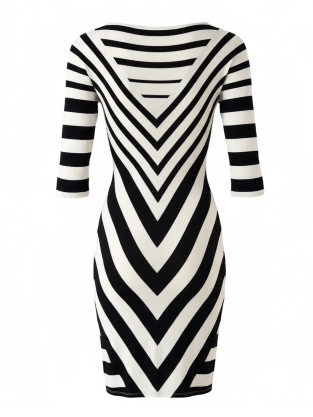 NEW Bebe Black and Egret Diamond Print Boatneck 3/4 Sleeve Dress Size Small
